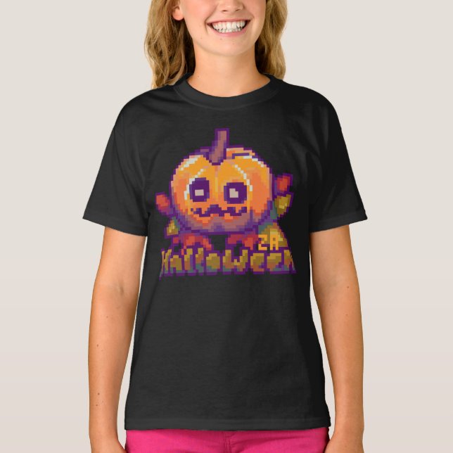 Halloween pumpkin pixel art T-Shirt (Vorderseite)