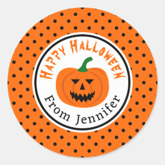 Halloween Pumpkin Polka Dots Stickers