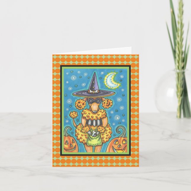 HALLOWEEN PUMPKIN POODLE NOTE CARD Verse Karte (Vorderseite)