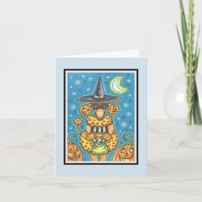 HALLOWEEN PUMPKIN POODLE NOTE GREETCARD Verse Karte (Vorderseite)