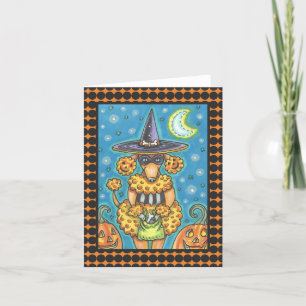 HALLOWEEN PUMPKIN POODLE NOTE GREETKARTE Blank Karte