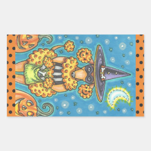 HALLOWEEN PUMPKIN POODLE STICKERS SHEED Rectangle