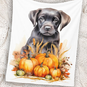 Halloween Pumpkin Puppy - Schwarzes Labor Fleecedecke
