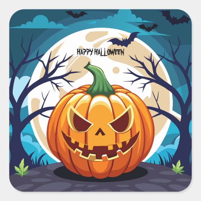 Halloween Pumpkin Quadratischer Aufkleber (Vorderseite)