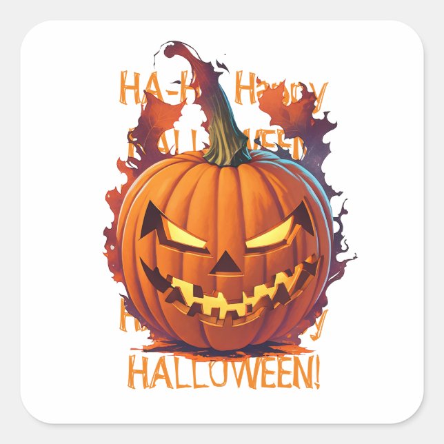 Halloween Pumpkin Quadratischer Aufkleber (Vorderseite)