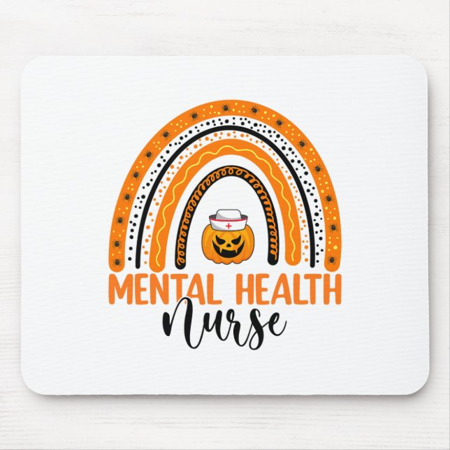 Halloween Pumpkin Rainbow Mental Health Nu Mousepad (Vorne)