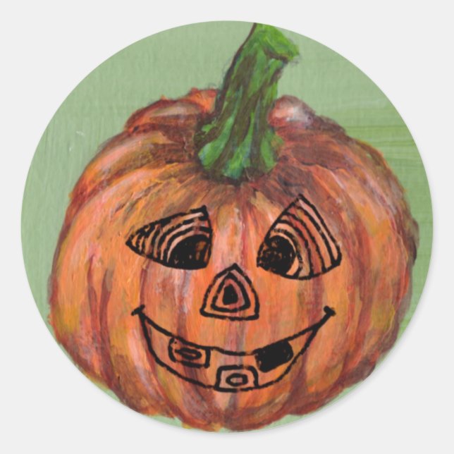 Halloween Pumpkin-Rundaufkleber, Briefumschlag-Dia Runder Aufkleber (Vorderseite)
