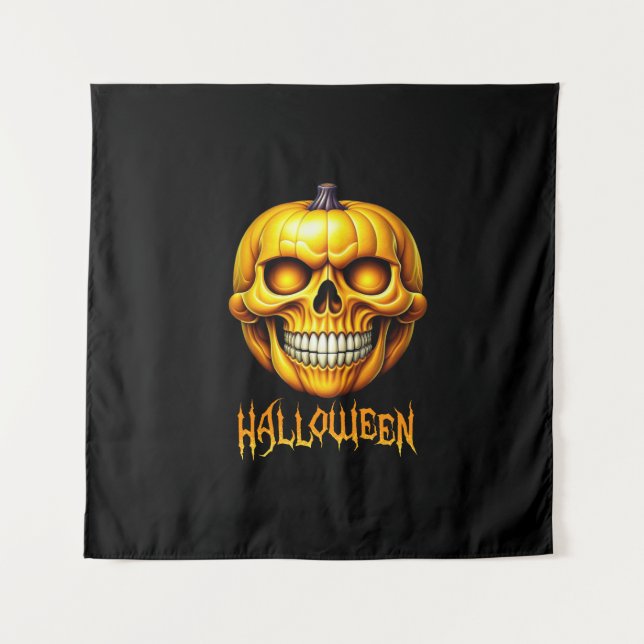 HALLOWEEN PUMPKIN SKULL WANDTEPPICH (Vorderseite)