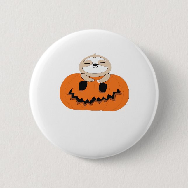 Halloween Pumpkin Sloth Classic T - Shirt Button (Vorderseite)