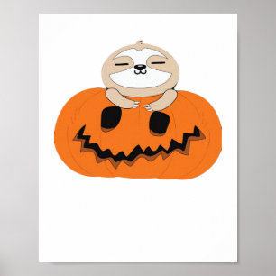 Halloween Pumpkin Sloth Classic T - Shirt Poster