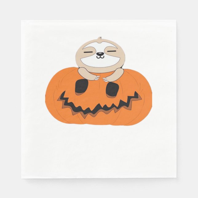 Halloween Pumpkin Sloth Classic T - Shirt Serviette (Vorderseite)