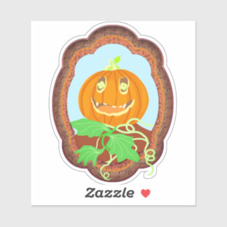 Halloween pumpkin smiling whimsical and spooky aufkleber