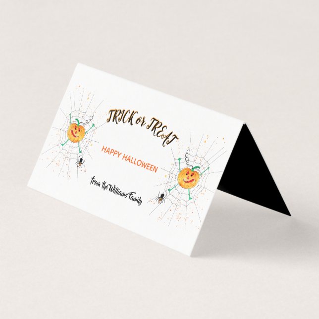 Halloween Pumpkin Spider Goodie Bag Tag (Vorderseite)