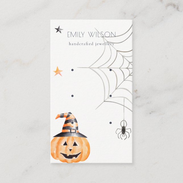 Halloween Pumpkin Spider Stuck 3 Earring Display Visitenkarte (Vorderseite)