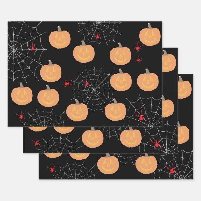 Halloween Pumpkin Spiders Geschenkpapier Set (Set)