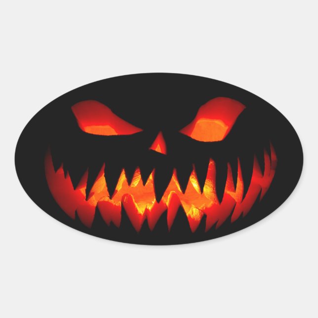 Halloween Pumpkin Spooky Beängstigender Horror Ora Ovaler Aufkleber (Vorderseite)