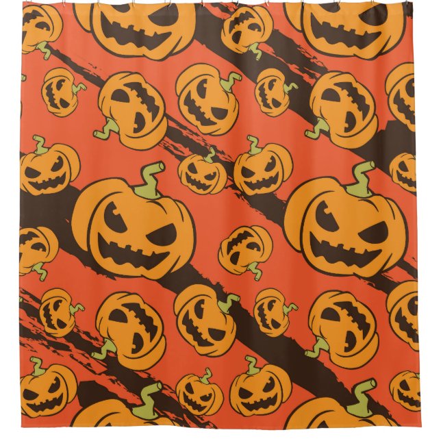 Halloween Pumpkin: Spooky Seamless Pattern Duschvorhang (Vorderseite)