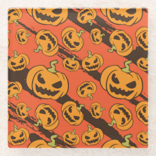 Halloween Pumpkin: Spooky Seamless Pattern Glasuntersetzer