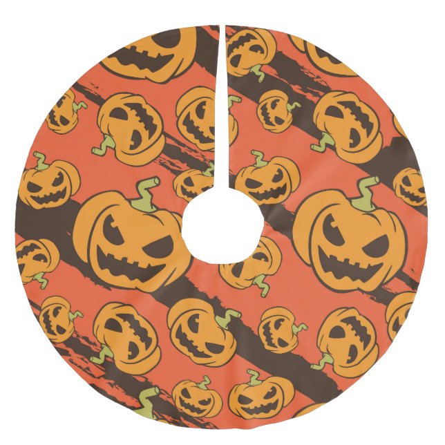 Halloween Pumpkin: Spooky Seamless Pattern Polyester Weihnachtsbaumdecke (Vorderseite)