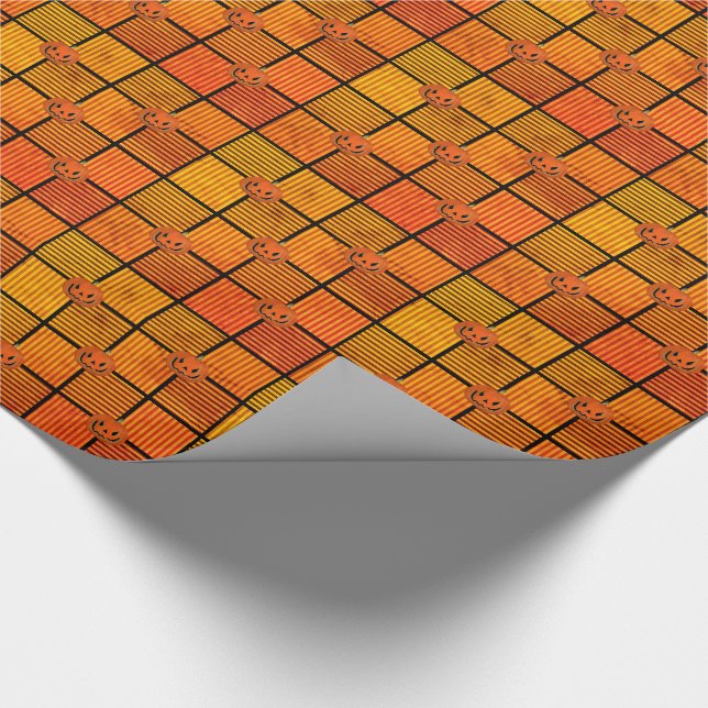 Halloween Pumpkin Squares Geschenkpapier (Ecke)
