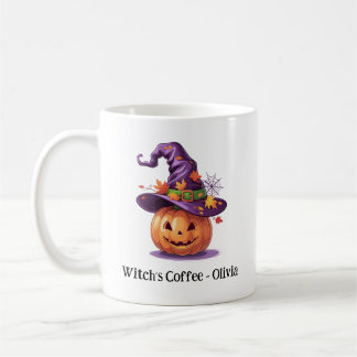 Halloween Pumpkin trägt einen Hexenhut Kaffeetasse