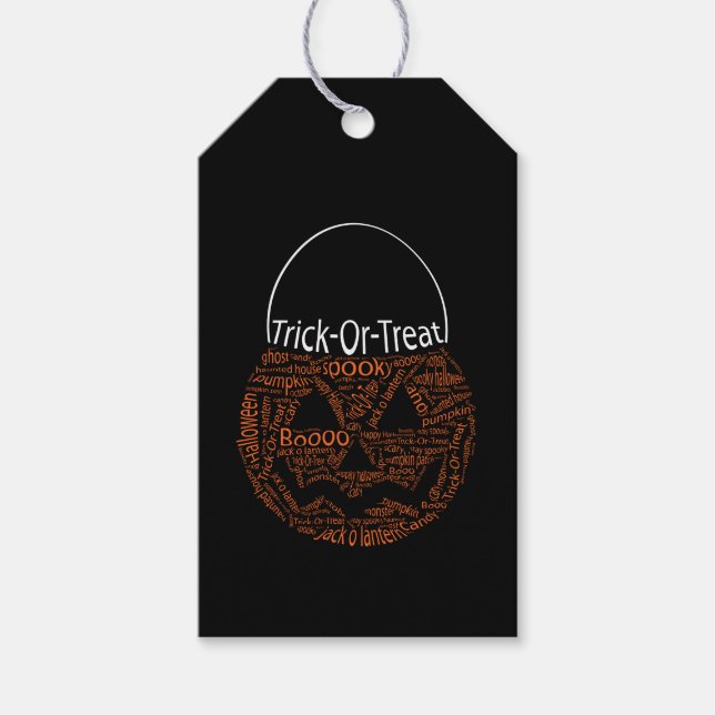 Halloween Pumpkin Typografie Orange Black Geschenkanhänger (Vorderseite)