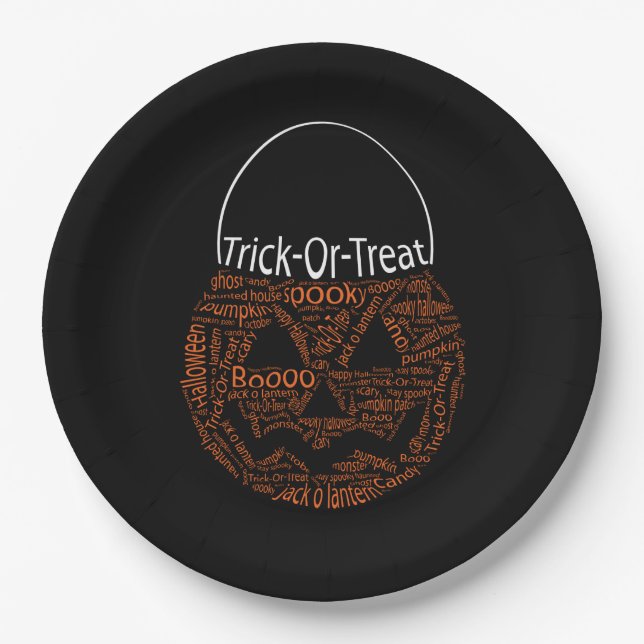 Halloween Pumpkin Typografie Orange Black Pappteller (Vorderseite)