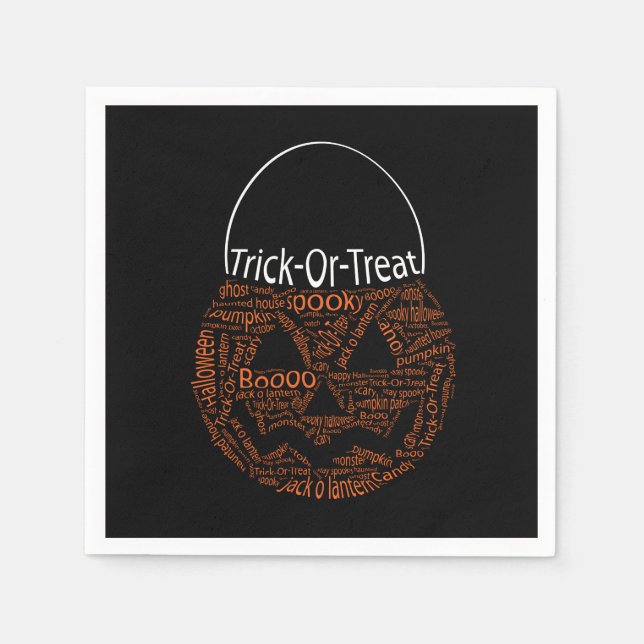 Halloween Pumpkin Typografie Spooky Orange Serviette (Vorderseite)