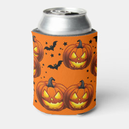 Halloween Pumpkin und Fledermäuse Dosenkühler