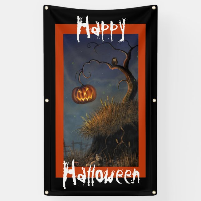 Halloween Pumpkin und Owl Banner (Vertikal)
