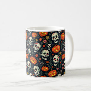 Halloween Pumpkin und Schädel Kaffeetasse