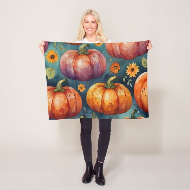 Halloween Pumpkin Vibes Designer Fleece Blanket (Beispiel)