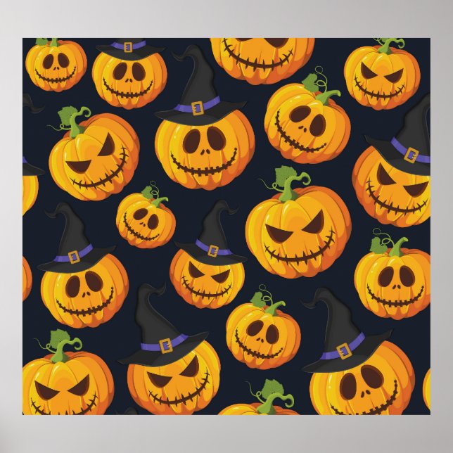 Halloween Pumpkin: Vintages Hexenmuster Poster (Vorne)