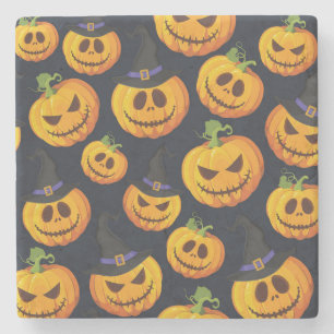 Halloween Pumpkin: Vintages Hexenmuster Steinuntersetzer