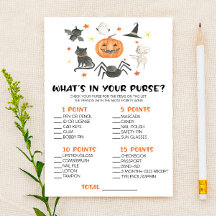 Halloween Pumpkin What's In Purse Baby Shower Game