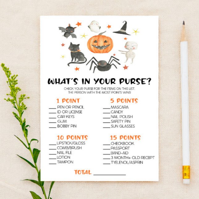 Halloween Pumpkin What's In Purse Baby Shower Game Briefpapier (Von Creator hochgeladen)