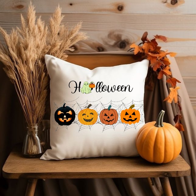 halloween pumpkin, white, Halloween gift Kissen (Pillow Halloween)
