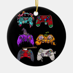 Halloween Pumpkin Witch Gaming Controller Zombie Keramik Ornament