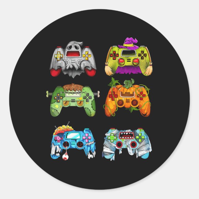 Halloween Pumpkin Witch Gaming Controller Zombie Runder Aufkleber (Vorderseite)