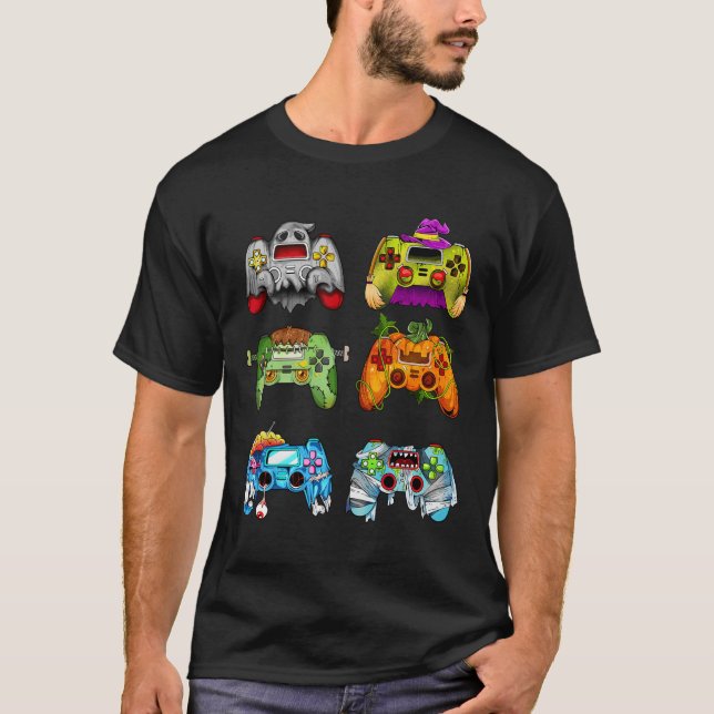 Halloween Pumpkin Witch Gaming Controller Zombie T-Shirt (Vorderseite)