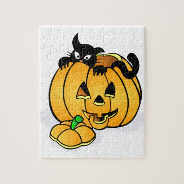 Halloween Pumpkin with Black Cat (Vertikal)