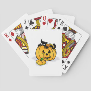 Halloween Pumpkin with Black Cat Spielkarten