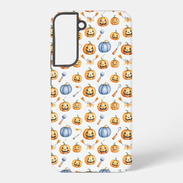 Halloween Pumpkins and Brooms Pattern Samsung Galaxy Hülle (Rückseite)