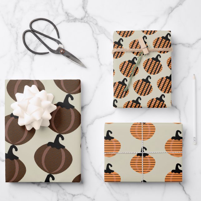 Halloween Pumpkins Boho Wrapping Paper Sheets Geschenkpapier Set (Vorderseite)
