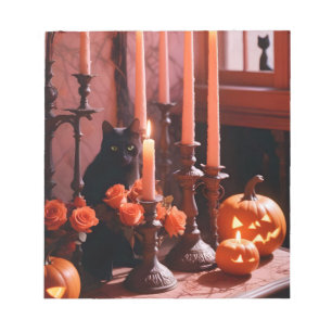 Halloween Pumpkins Candles Niedliche Spooky Festli Notizblock