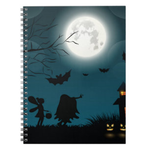 Halloween Pumpkins: Dunkles Schloss, blauer Mond Notizblock