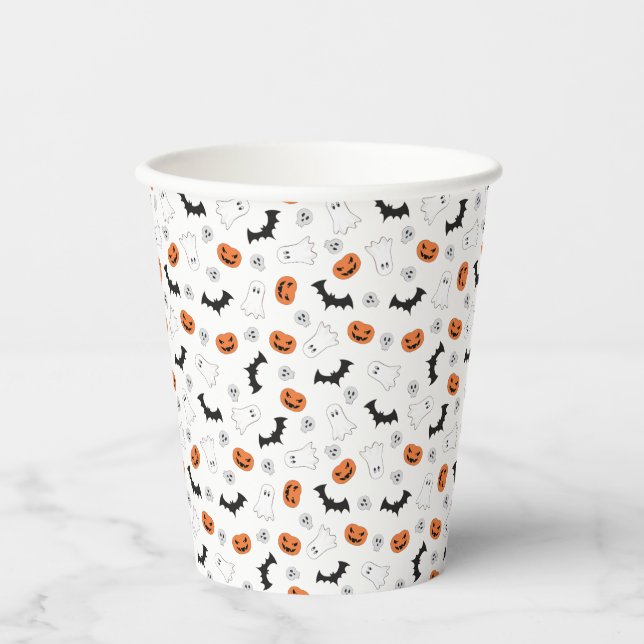 Halloween Pumpkins | Geister | Fledermäuse Papierk Pappbecher (Vorderseite)