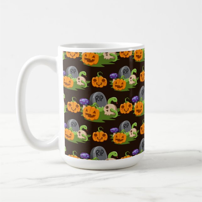 HALLOWEEN PUMPKINS GRAVE STONES SKULLS SNAKES KAFFEETASSE (Links)