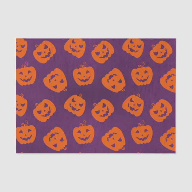 Halloween Pumpkins im Lila Hintergrundemuster Seidenpapier (Vorderseite)
