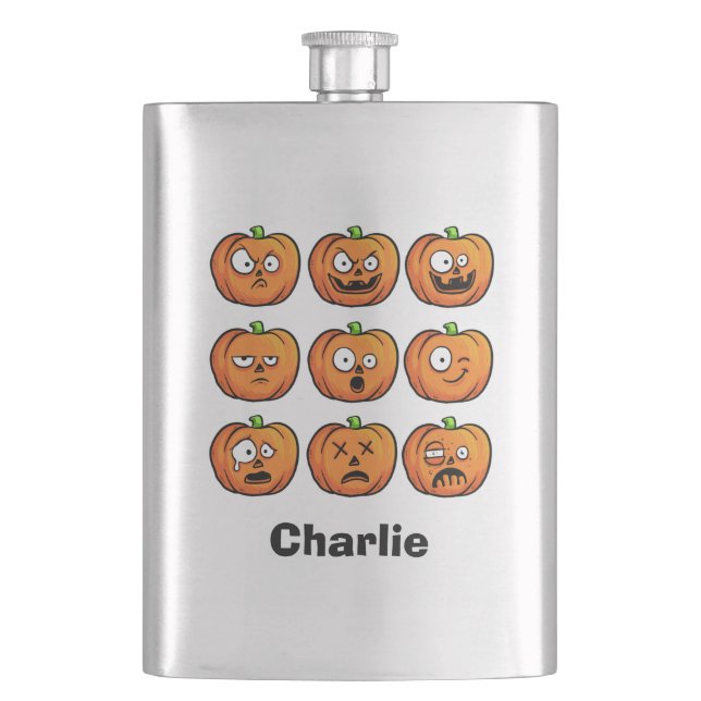 Halloween Pumpkins individuelle Name Flachmann (Vorderseite)